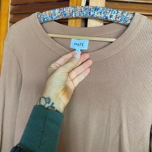 Mate The Label Camel Cropped Thermal Long Sleeve